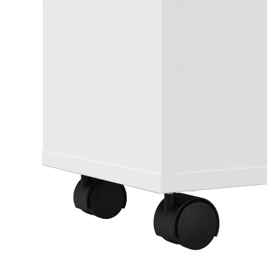 Meuble étroit de salle de bain à roulettes blanc - 8