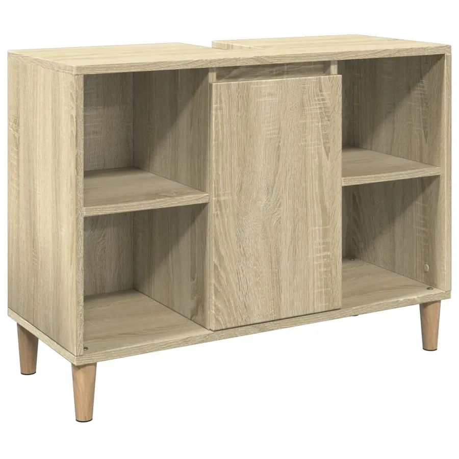 Armoire salle de bain chêne sonoma 80x33x60cm bois d'ingénierie - 2