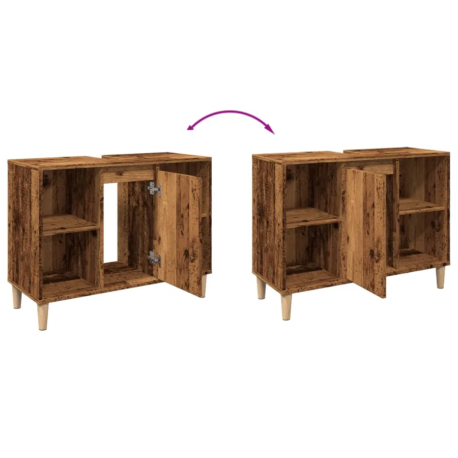 Armoire de salle de bain vieux bois 80x33x60 cm bois ingénierie - 8