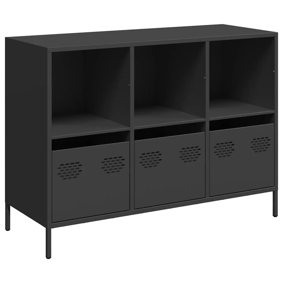 Buffet noir 101,5x39x73,5 cm acier laminé à froid - 2