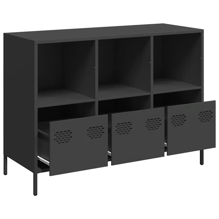 Buffet noir 101,5x39x73,5 cm acier laminé à froid - 4