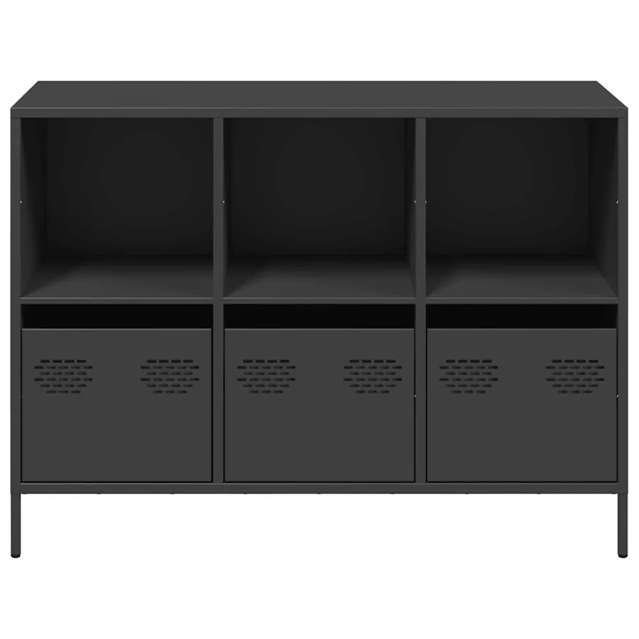 Buffet noir 101,5x39x73,5 cm acier laminé à froid - 5