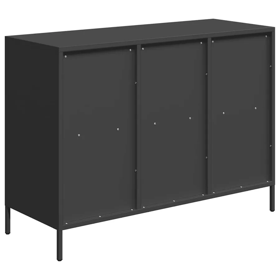 Buffet noir 101,5x39x73,5 cm acier laminé à froid - 7