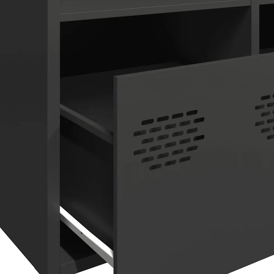 Buffet noir 101,5x39x73,5 cm acier laminé à froid - 9