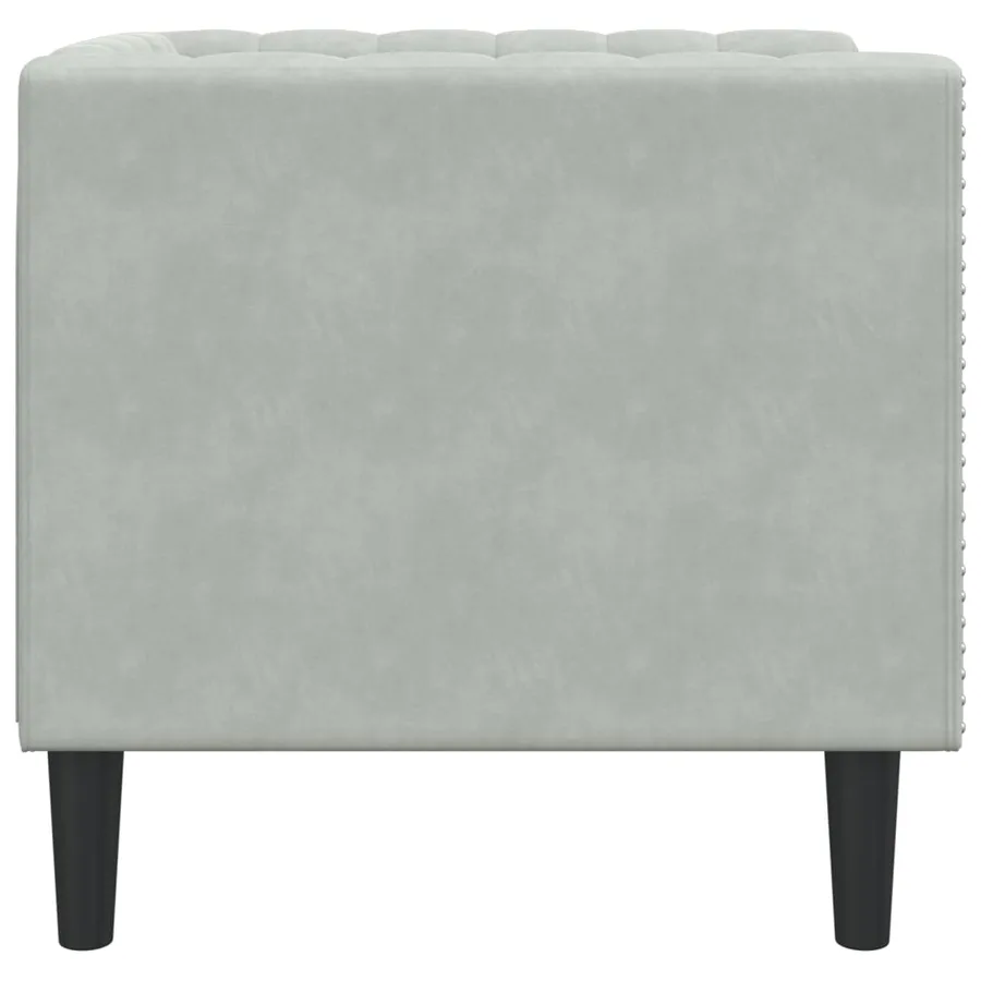 Fauteuil Chesterfield gris clair velours - 5