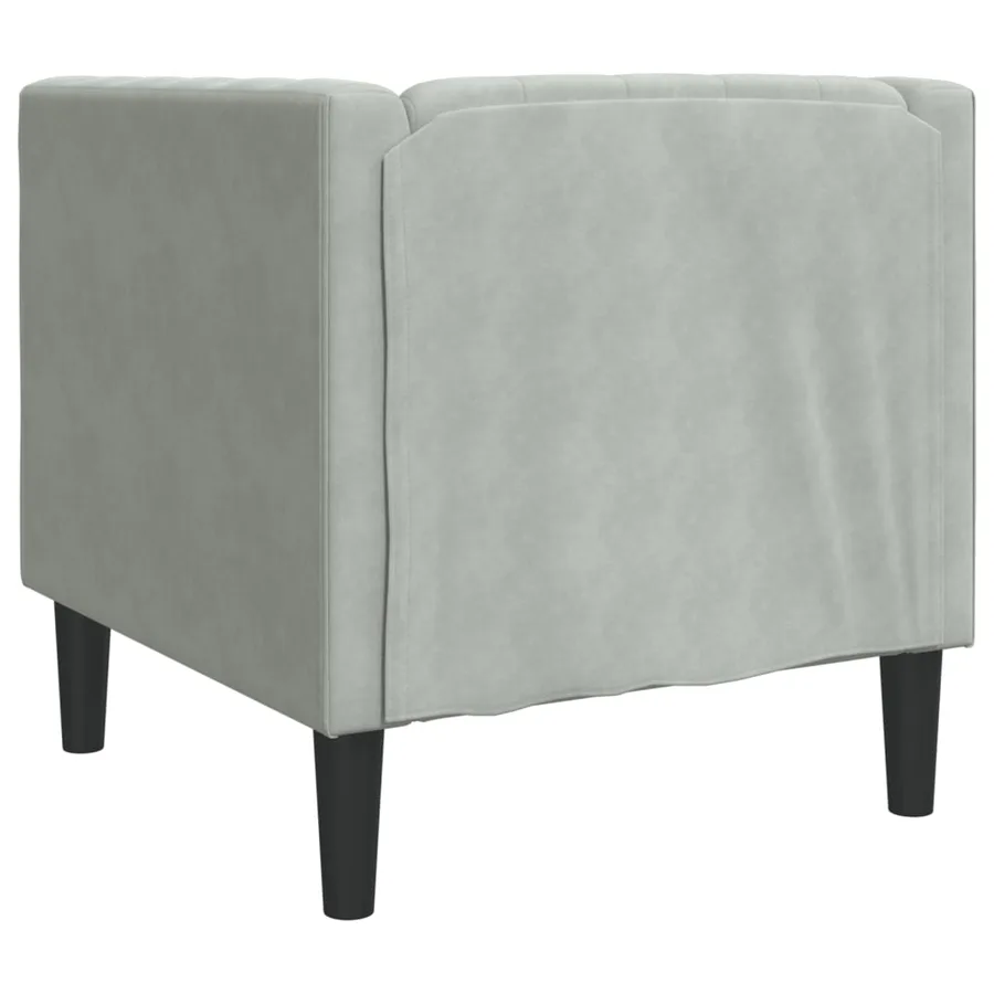 Fauteuil Chesterfield gris clair velours - 6
