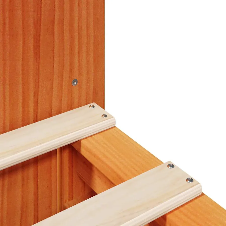 Lit bibliothèque sans matelas cire marron 150x200cm bois massif - 9