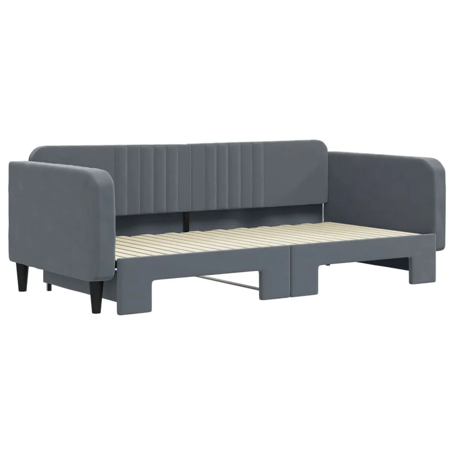 Lit de jour avec gigogne sans matelas gris foncé 100x200 cm - 3