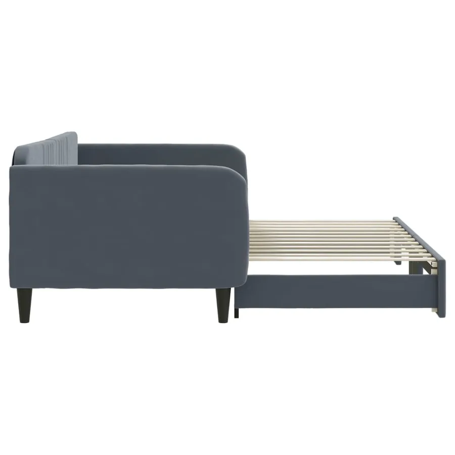 Lit de jour avec gigogne sans matelas gris foncé 100x200 cm - 4