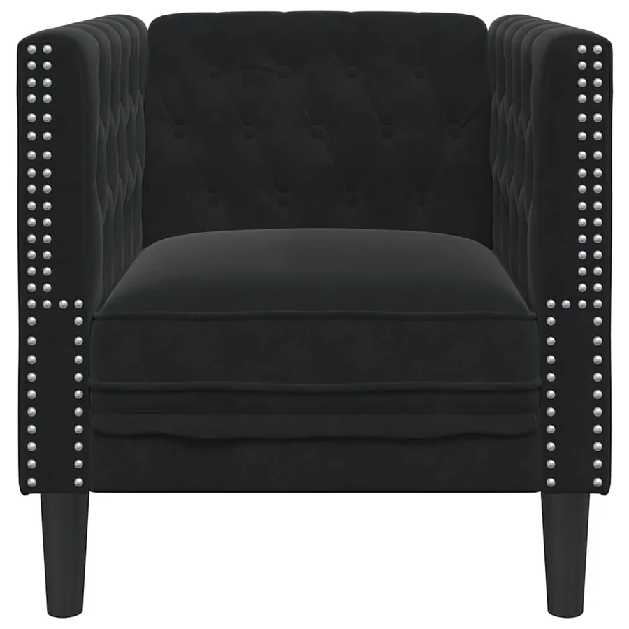 Fauteuil Chesterfield noir velours - 4