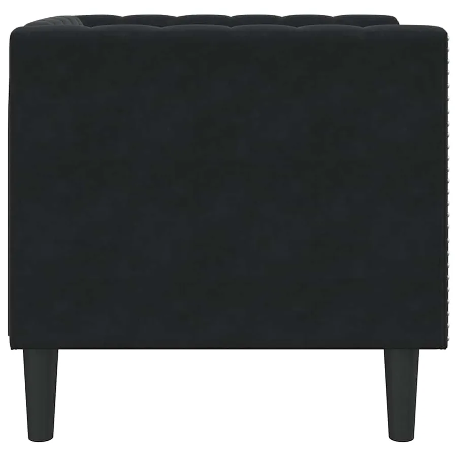 Fauteuil Chesterfield noir velours - 5