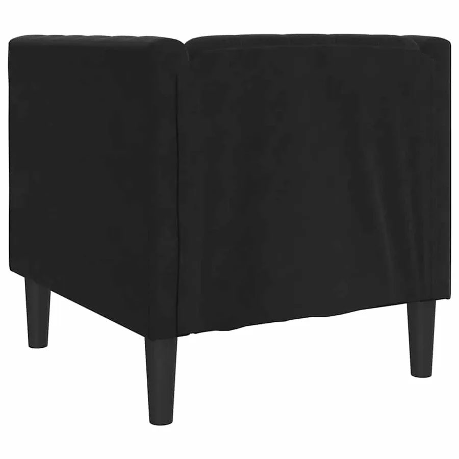 Fauteuil Chesterfield noir velours - 6