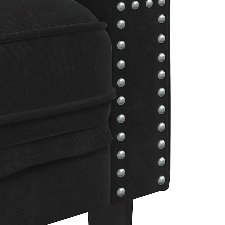 Fauteuil Chesterfield noir velours - 7