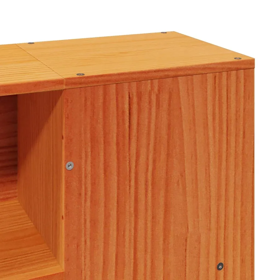 Lit bibliothèque sans matelas cire marron 140x200cm bois massif - 10