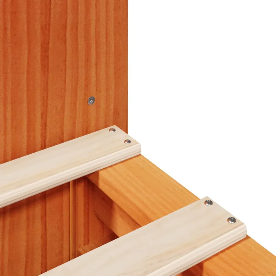 Lit bibliothèque sans matelas cire marron 140x200cm bois massif - 9