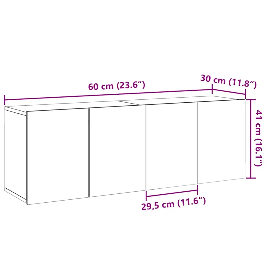 Meubles TV muraux 2 pcs vieux bois 60x30x41 cm - 12