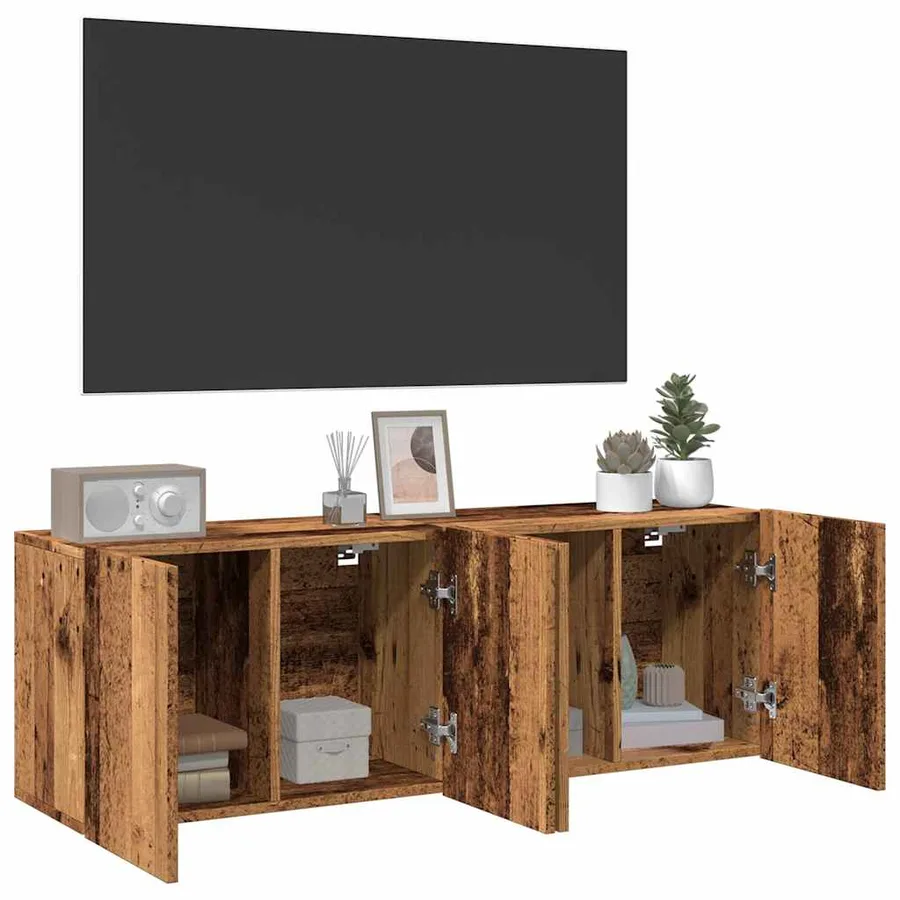 Meubles TV muraux 2 pcs vieux bois 60x30x41 cm - 4