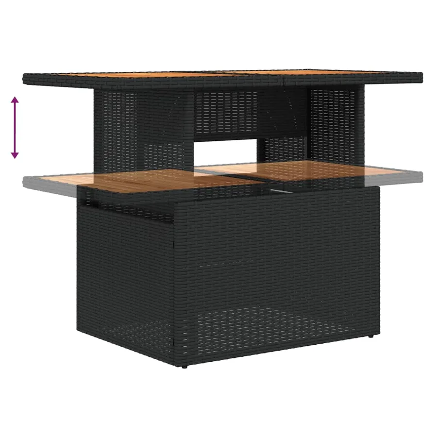 Salon de jardin 6 pcs avec coussins noir résine tressée - 9