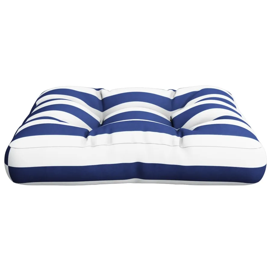 Coussin de palette rayure bleue/blanche 58x58x10 cm tissu - 5