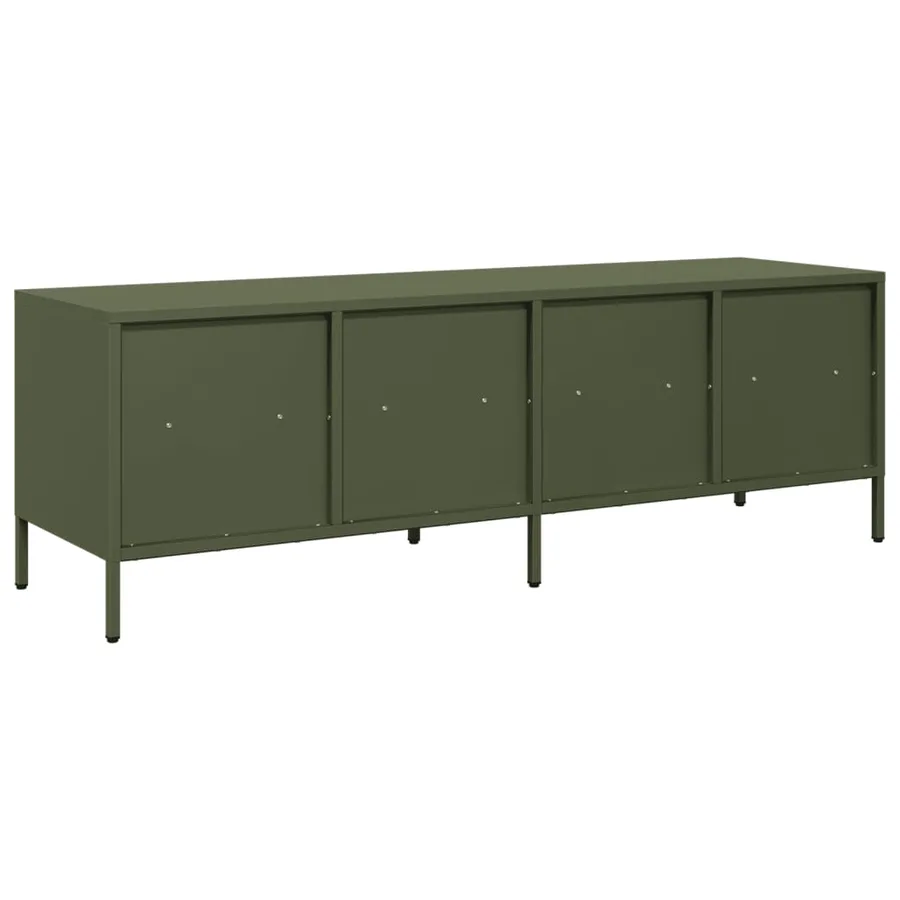 Meuble TV vert olive 135x39x43,5 cm acier laminé à froid - 7