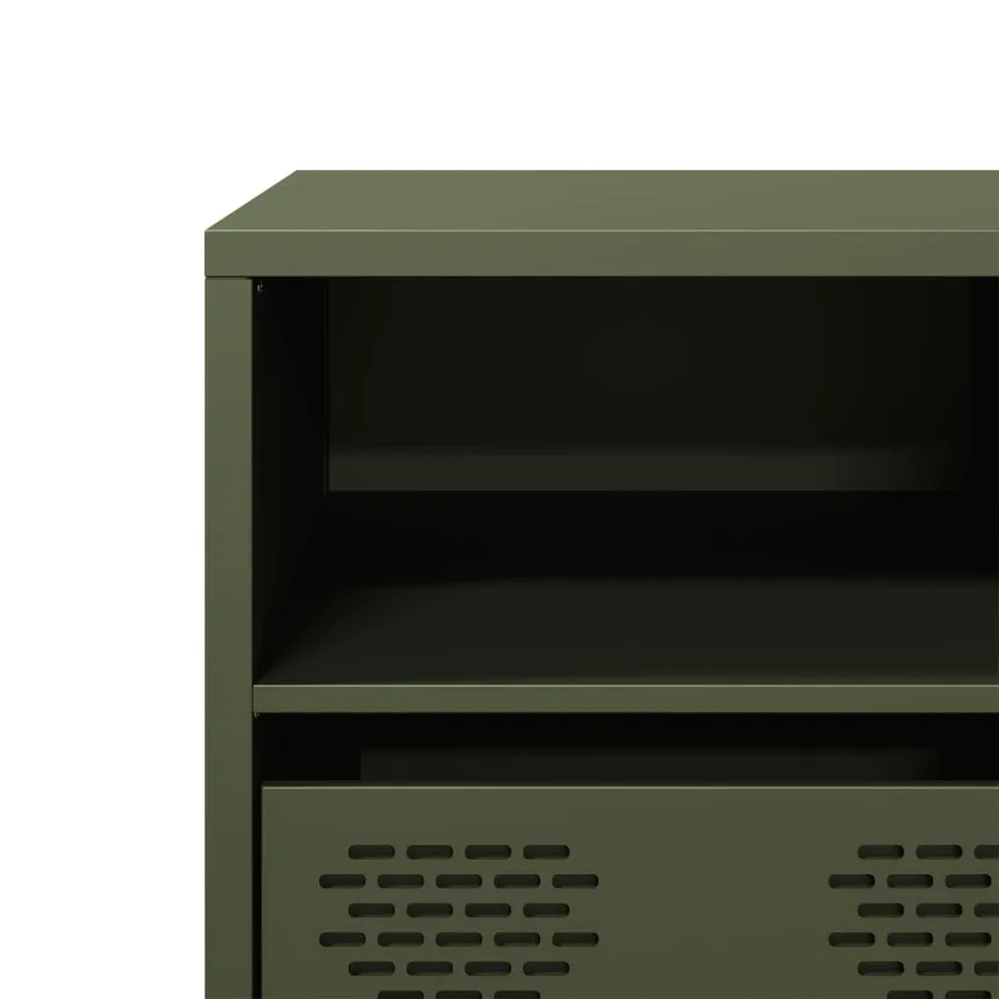 Meuble TV vert olive 135x39x43,5 cm acier laminé à froid - 9