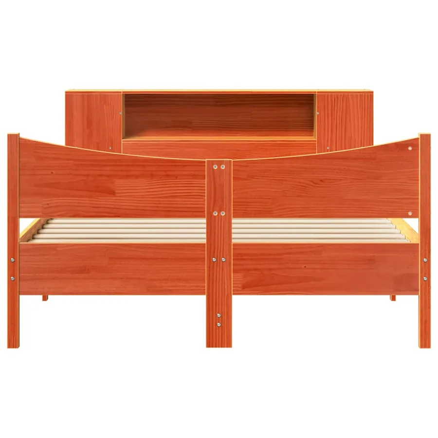 Cadre de lit sans matelas cire marron 135x190cm bois pin massif - 4