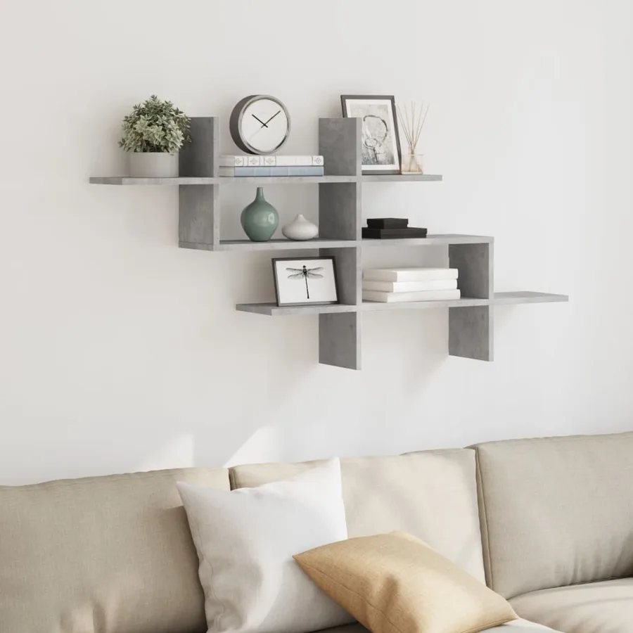 Étagère murale gris béton 124,5x18x60,5 cm bois d'ingénierie - 3
