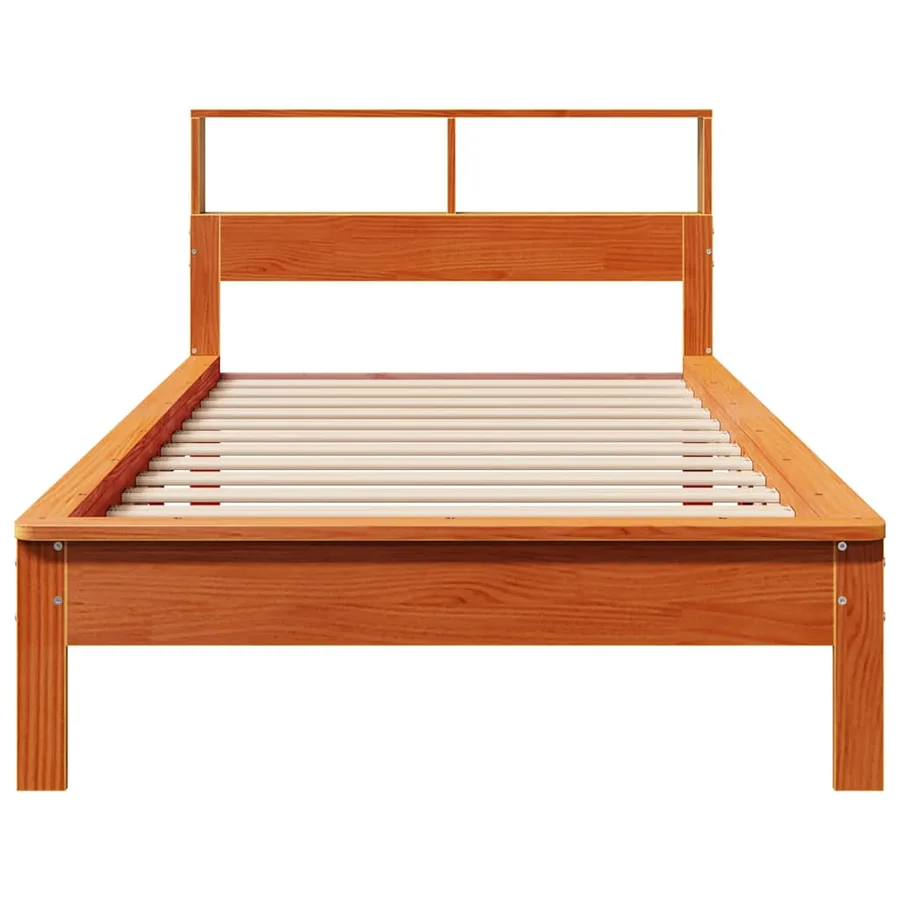 Lit bibliothèque sans matelas cire marron 75x190 cm pin massif - 4