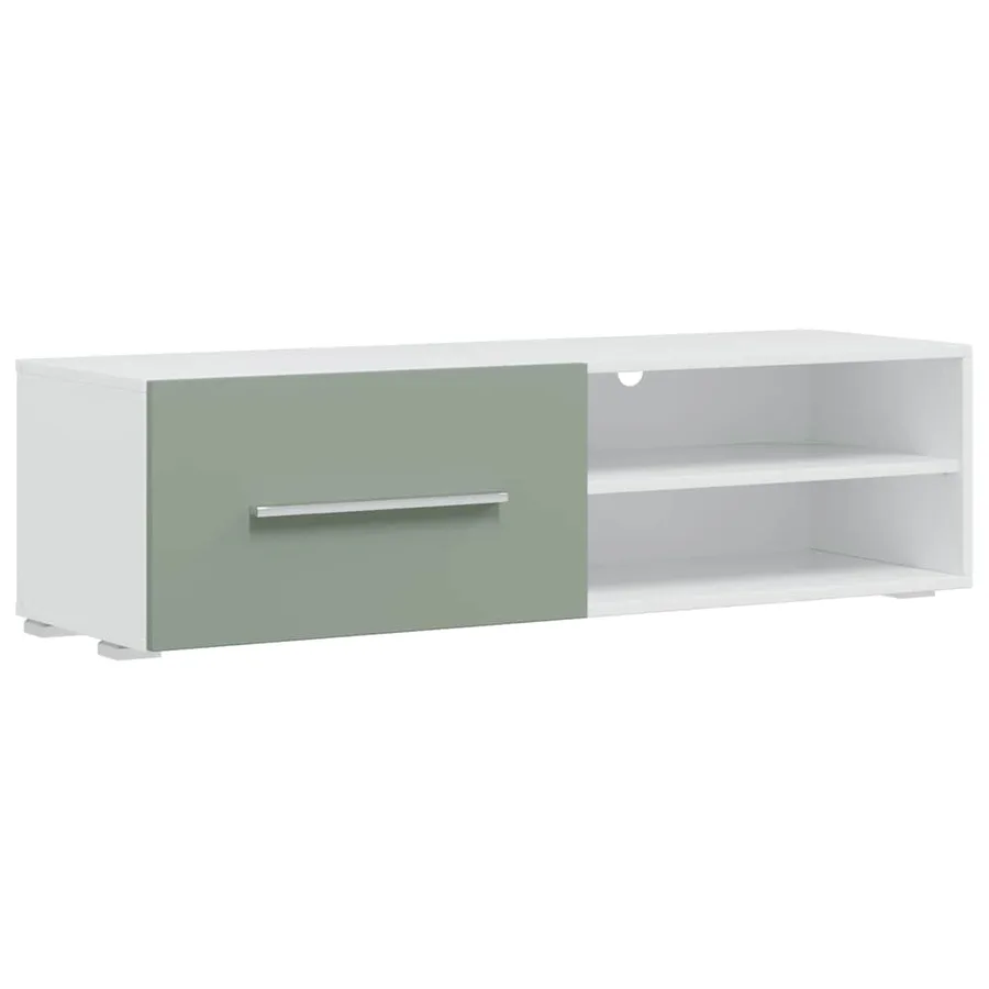 Meubles TV avec lumière LED 5 pcs vert olive bois d'ingénierie - 9