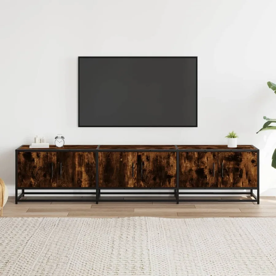 Meuble TV chêne fumé 180x35x41 cm bois d'ingénierie - 3