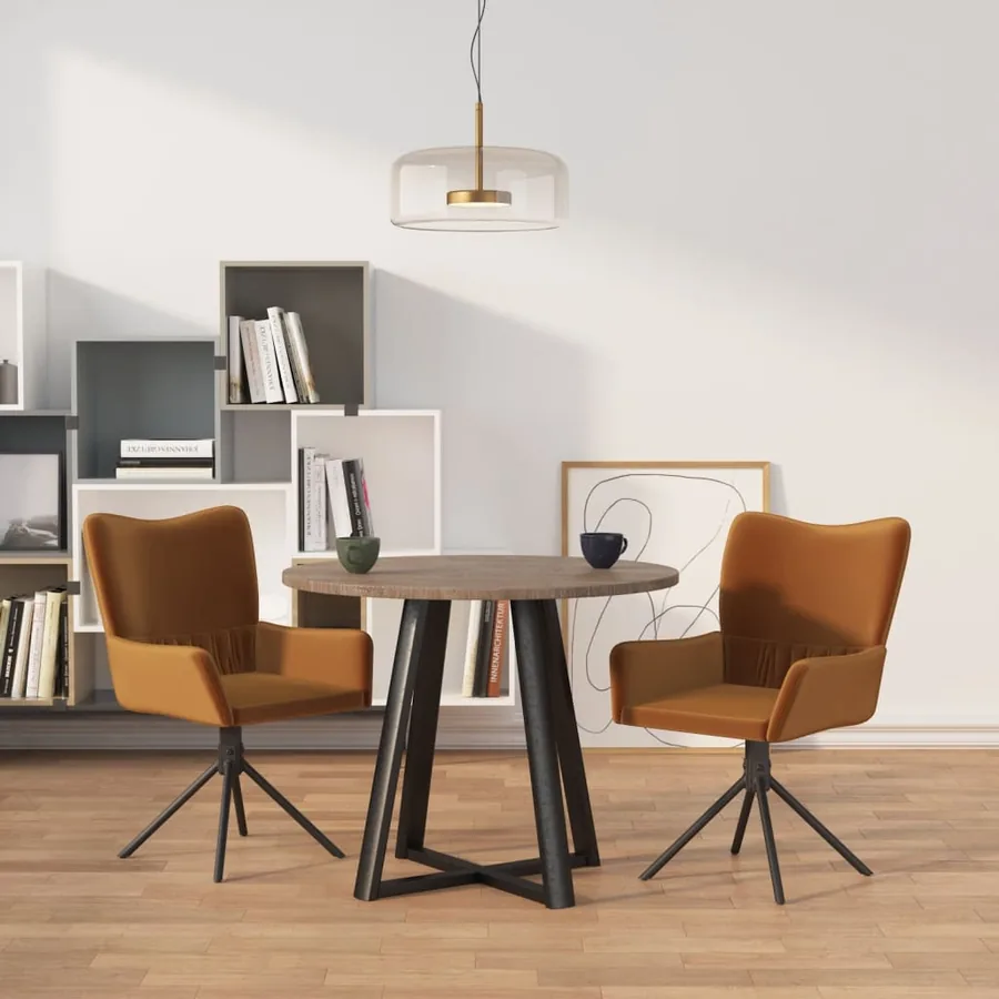 Chaises pivotantes à manger lot de 2 Marron Velours