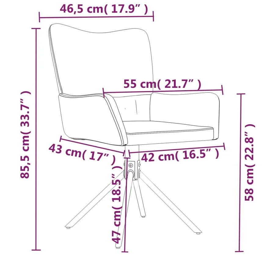 Chaises pivotantes à manger lot de 2 Marron Velours - 10