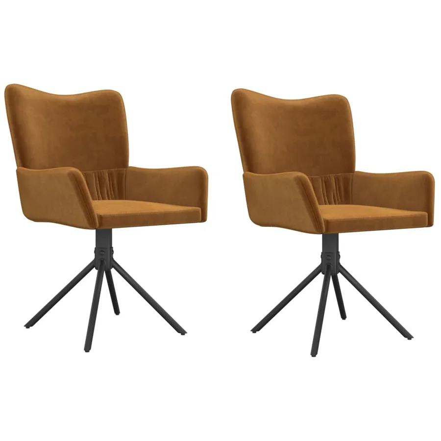 Chaises pivotantes à manger lot de 2 Marron Velours - 2