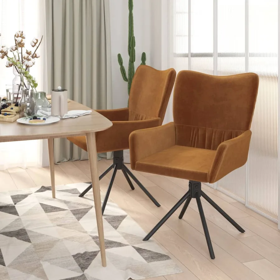 Chaises pivotantes à manger lot de 2 Marron Velours - 3
