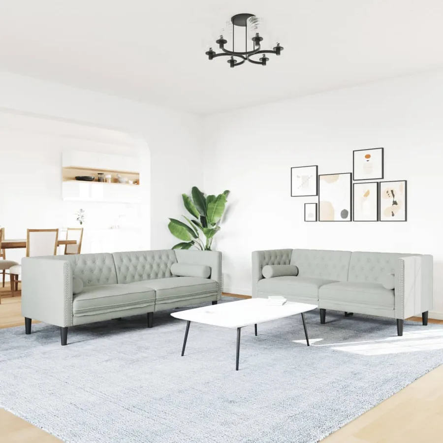 Ensemble de canapé Chesterfield et traversins 2 pcs gris clair - 3