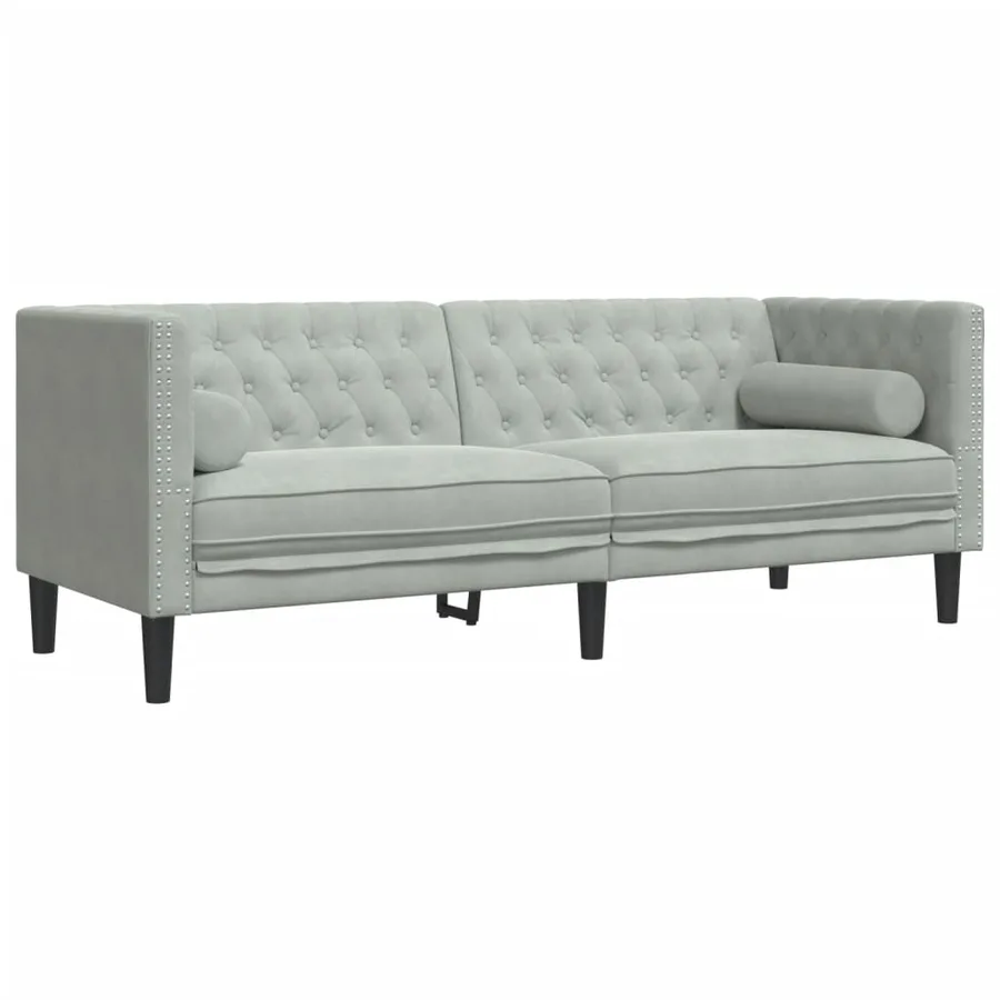 Ensemble de canapé Chesterfield et traversins 2 pcs gris clair - 4