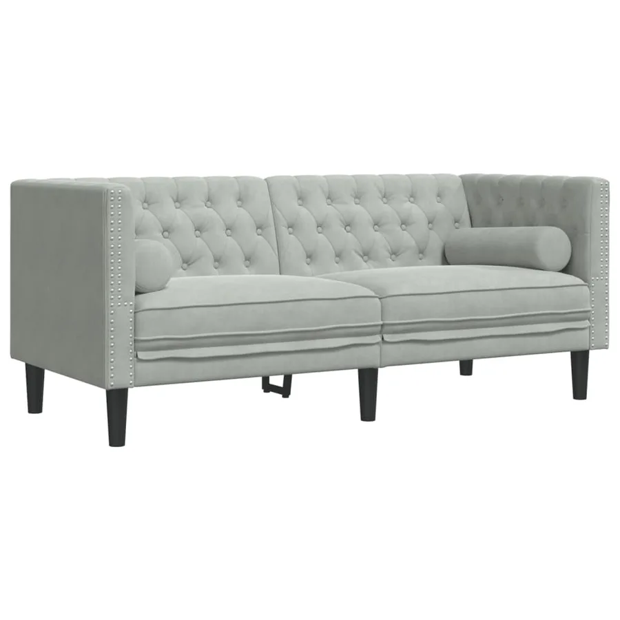 Ensemble de canapé Chesterfield et traversins 2 pcs gris clair - 5