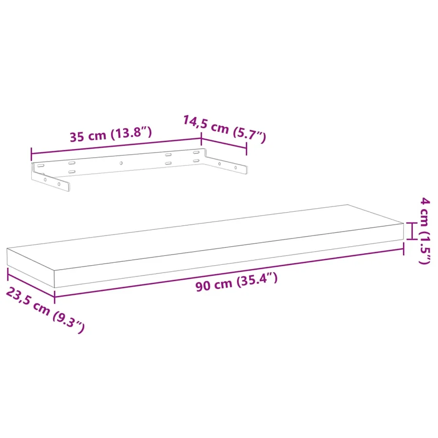 Étagères flottantes 4 pcs 90x23,5x4cm bois d'ingénierie - 9