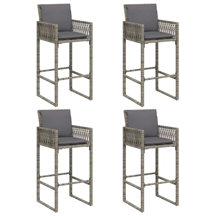 Ensemble de bar de jardin 5 pcs avec coussins gris poly rotin - 5