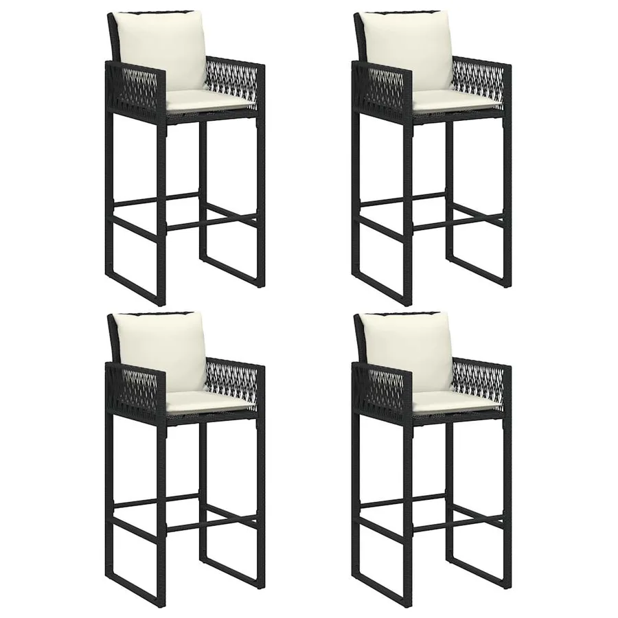 Ensemble de bar de jardin 5 pcs avec coussins noir poly rotin - 5