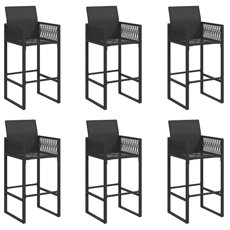 Ensemble de bar de jardin 7 pcs sans coussins noir poly rotin - 5