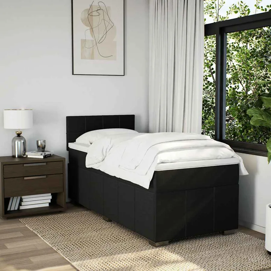 Sommier à lattes de lit et matelas Noir 80x200 cm Tissu - 3