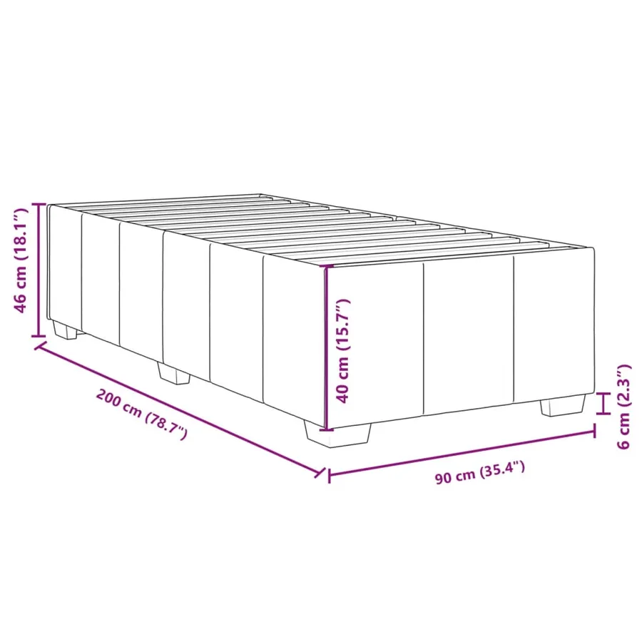 Cadre de lit sans matelas gris clair 90x200 cm tissu - 9