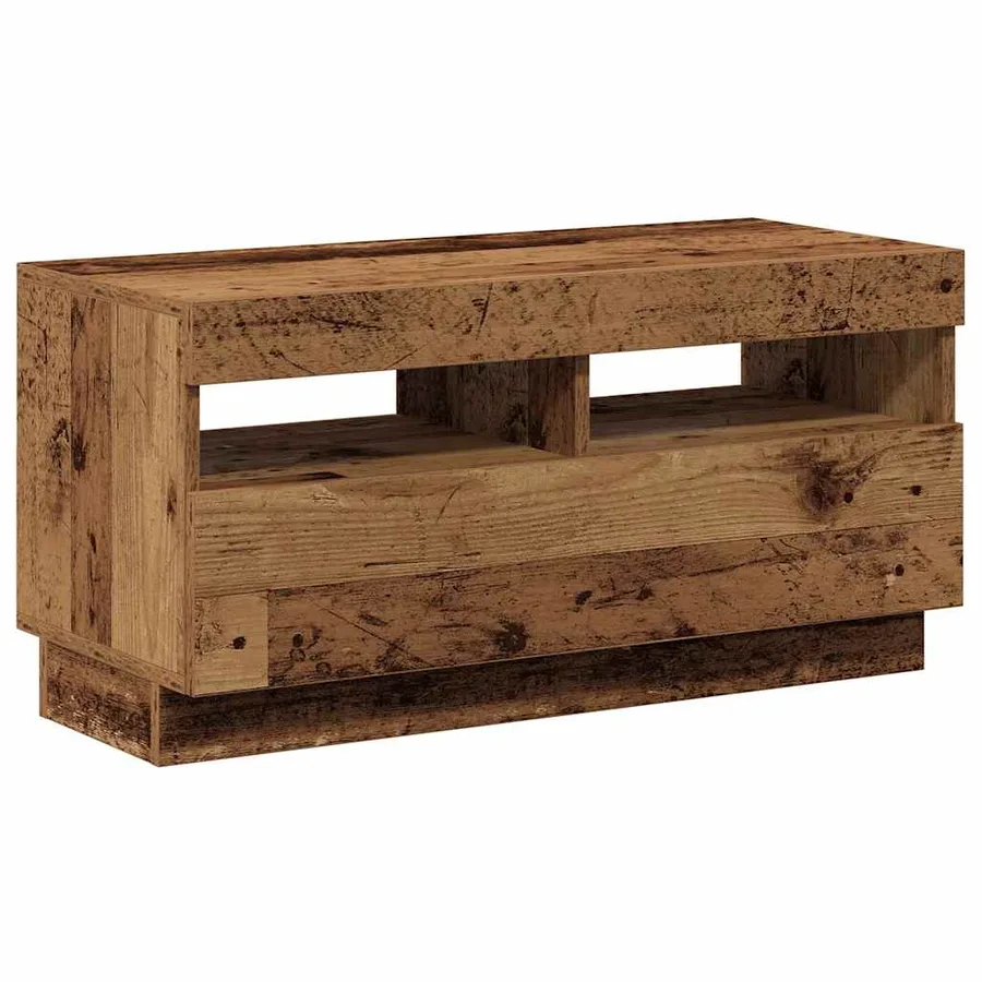 Meuble TV avec lumières LED vieux bois bois d'ingénierie - 14