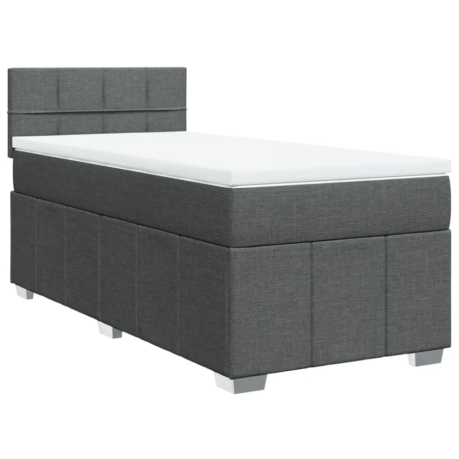 Sommier à lattes de lit avec matelas Gris foncé 90x200 cm Tissu - 2