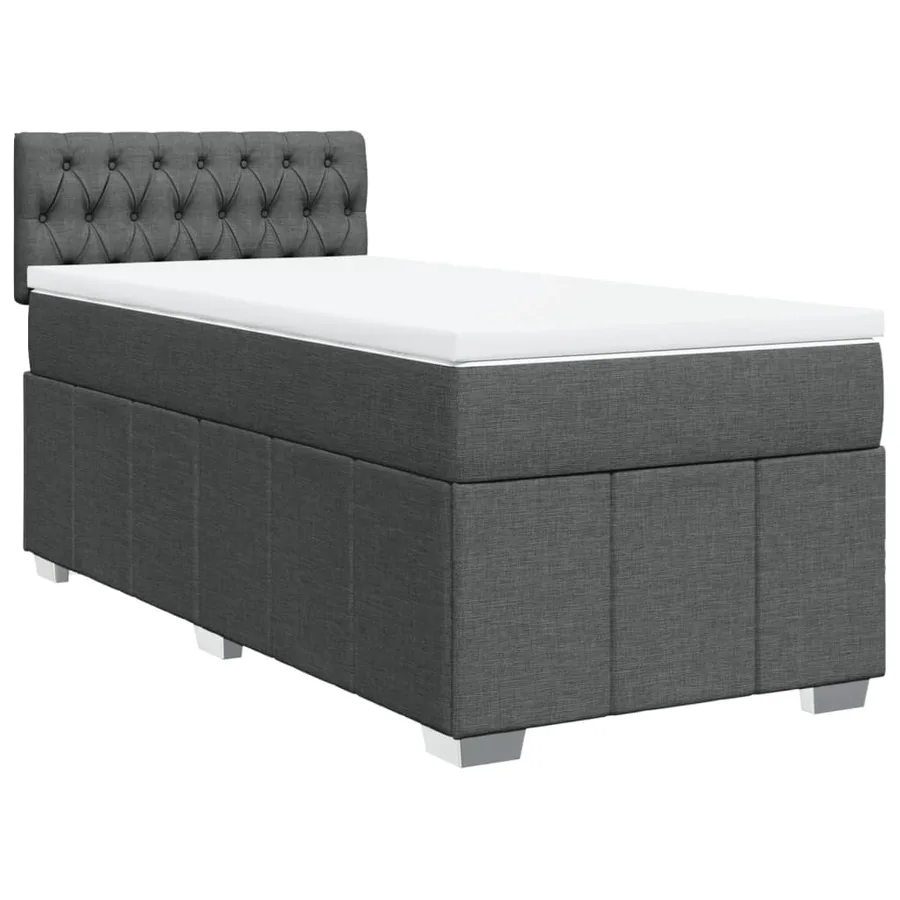 Sommier à lattes de lit avec matelas Gris foncé 90x200 cm Tissu - 2
