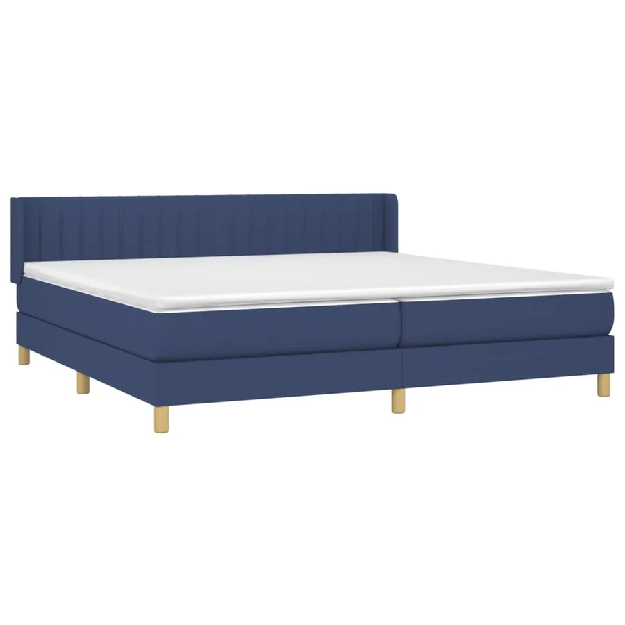 Sommier à lattes de lit avec matelas Bleu 200x200 cm Tissu - 3