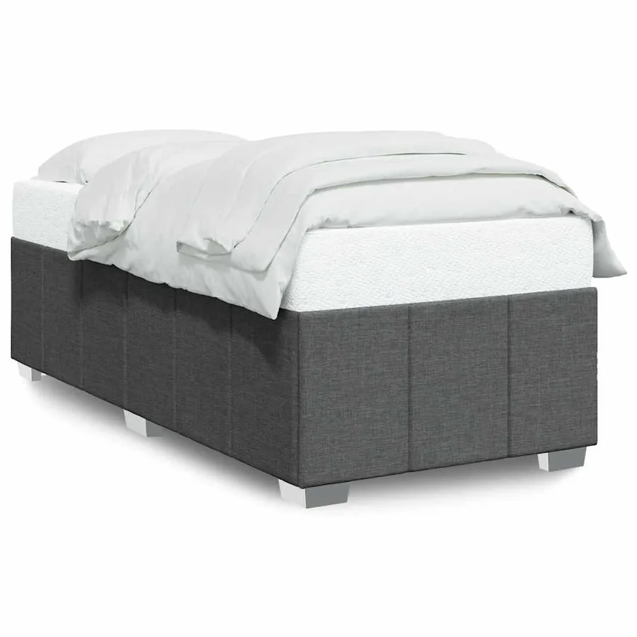 Cadre de lit sans matelas gris foncé 100x200 cm tissu - 2