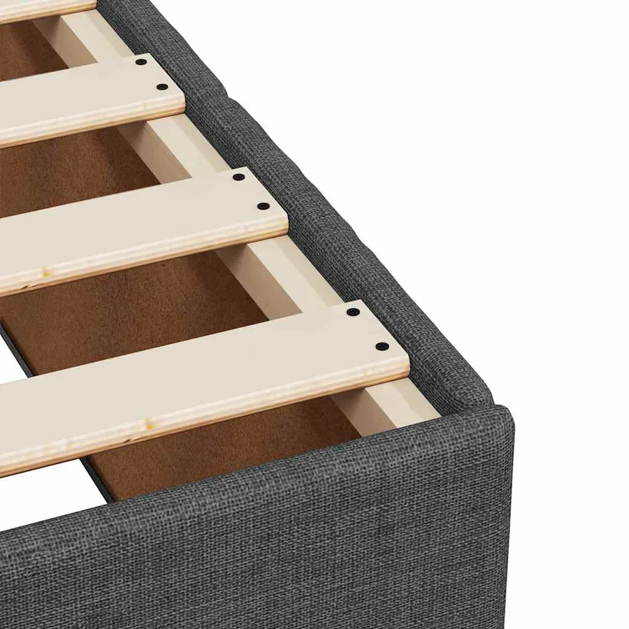 Cadre de lit sans matelas gris foncé 100x200 cm tissu - 7