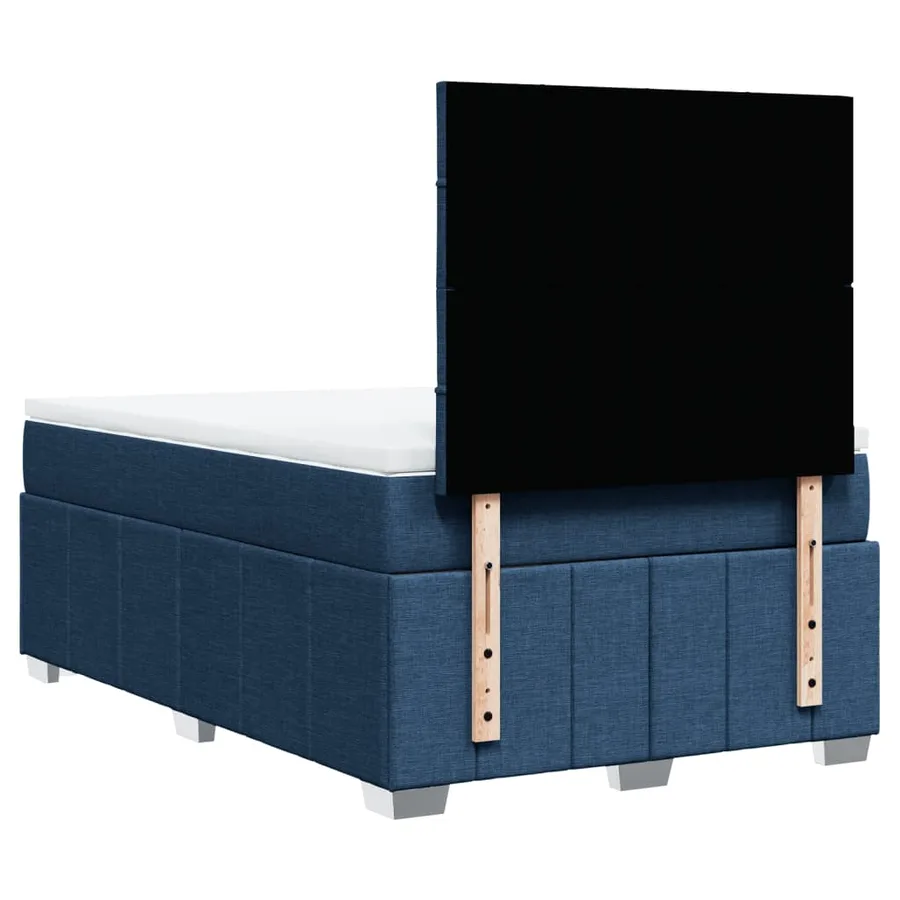 Sommier à lattes de lit avec matelas bleu 120x190 cm tissu - 8